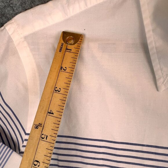 Ralph Lauren Mens XL White & Blue Striped Button Down Long Sleeve Dress Shirt - Picture 11 of 11